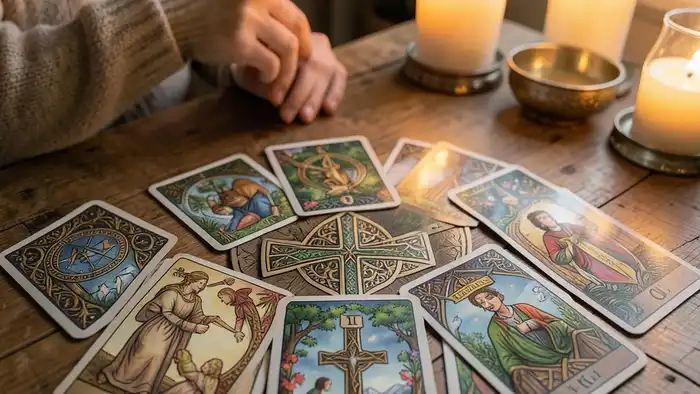 Расклад Таро «кельтский крест» на семейное счастье – изображение расклада на столе