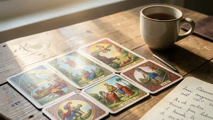 Расклад Таро кельтский крест на утреннюю рутину, карта и свет