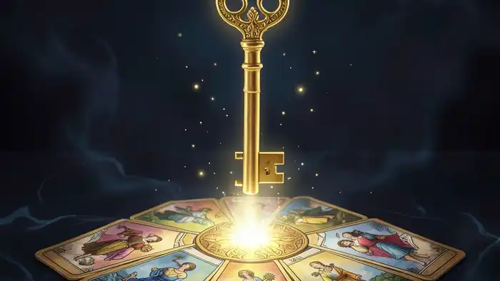 ключ Таро расклад на бывшую, изображение золотого ключа над картами