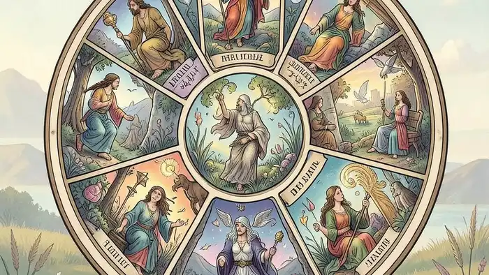 Расклад Таро «колесо баланса жизни» — изображение колеса с картами, символизирующее баланс и преодоление социофобии