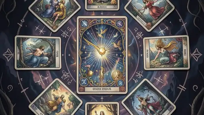 Расклад Таро «Колесо фортуны» на карму – визуальное изображение