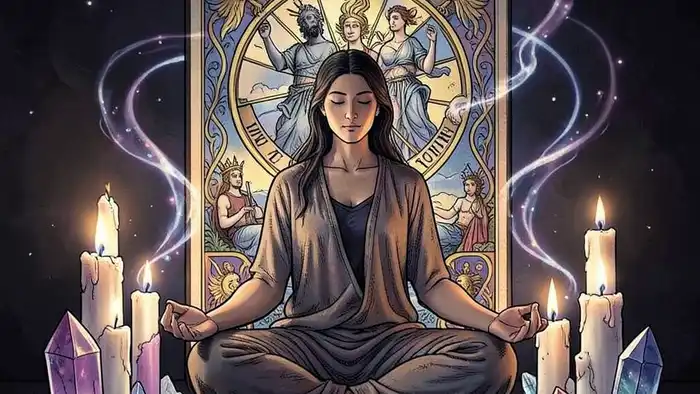 Расклад Таро Колесо Фортуны на ритуал очищения – визуальная иллюстрация