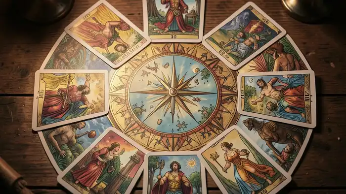 Расклад Таро «компас» на ближайшее будущее, визуальное изображение
