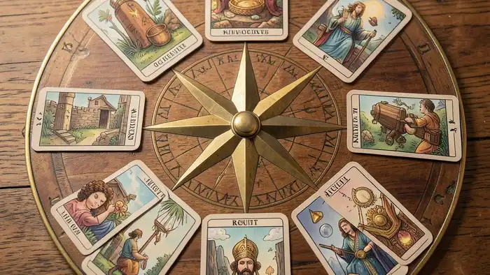 Расклад Таро «компас» на финансовую стабильность – визуальная схема