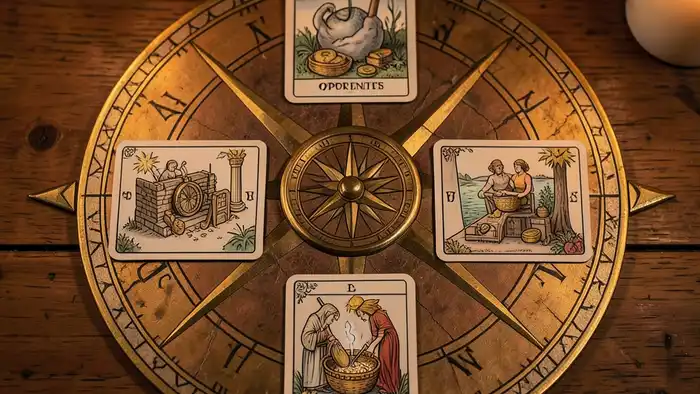 Расклад Таро «компас» на материальное положение – визуальная схема