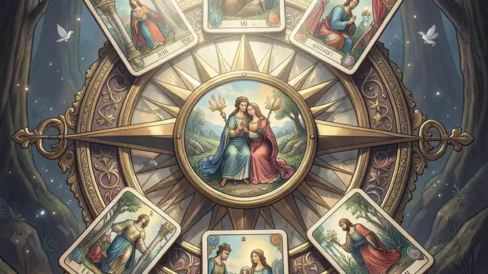 Расклад Таро «компас» на раскаяние партнёра – визуальная схема