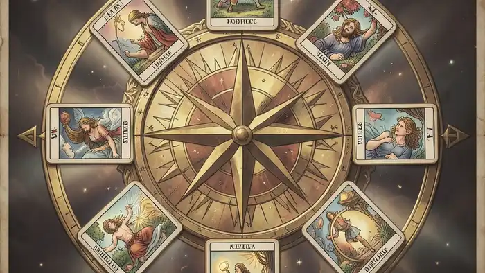 Расклад Таро «компас» на развод или сохранить семью, визуальное изображение