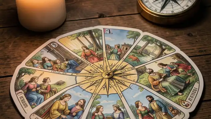 Расклад Таро «компас» на семейное наследие – визуальная схема