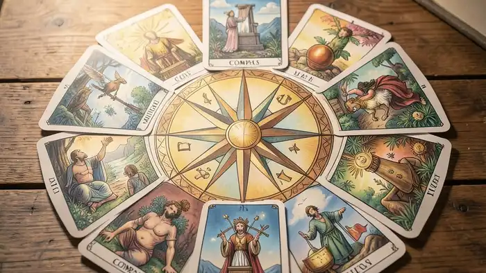 Расклад Таро «компас» на цели – визуальная схема