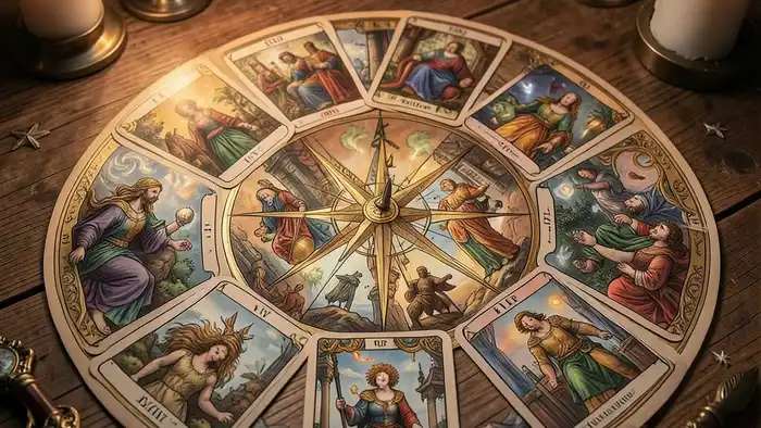 Расклад Таро «компас» на жадность партнёра – изображение расклада