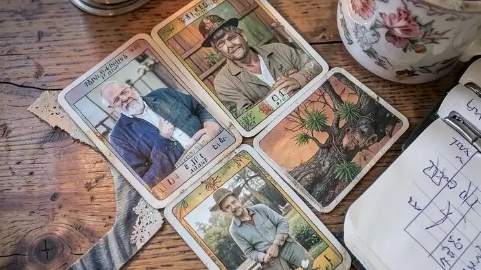 Расклад Таро "крест" на дедушку — схема позиций с картами и предметами для медитации