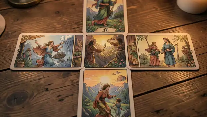 Расклад Таро «крест» на переезд за границу, карта с символами путешествия