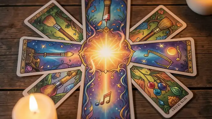 Расклад Таро «крест» на творчество – визуальная иллюстрация