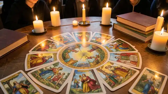 Расклад Таро «круг» на обучение – карта в центре, семь окружающих карт