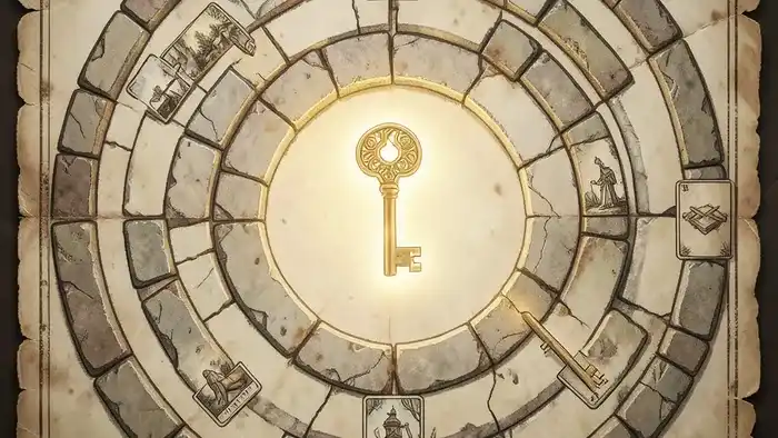 Расклад Таро Лабиринт на продажи — схематическое изображение лабиринта с ключевыми картами Таро на пути