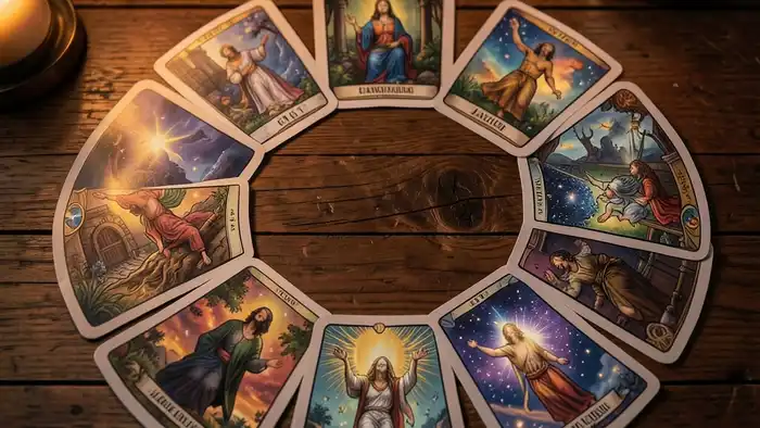 Расклад Таро лабиринт на раскаяние партнёра – изображение спирального расклада с картами