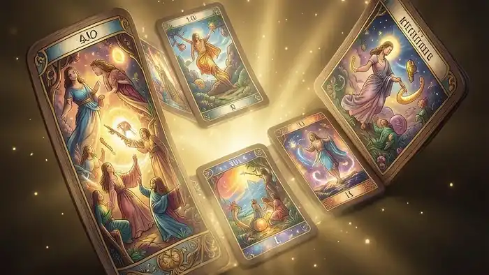 Расклад Таро лента Мёбиуса на благодарность, изображённый в виде спиральной ленты