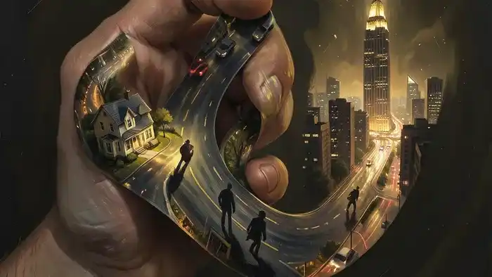 Расклад Таро Лента Мёбиуса на переезд — символ бесконечности из городских пейзажей как метафора цикла решений