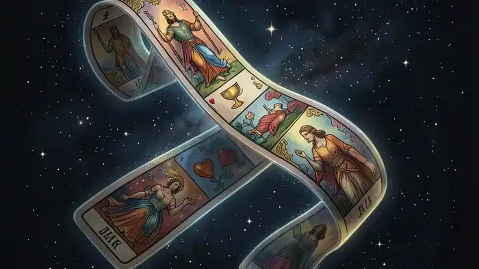 Расклад Таро Лента Мёбиуса — мистическая лента с символами карт для гадания на первое свидание и отношения