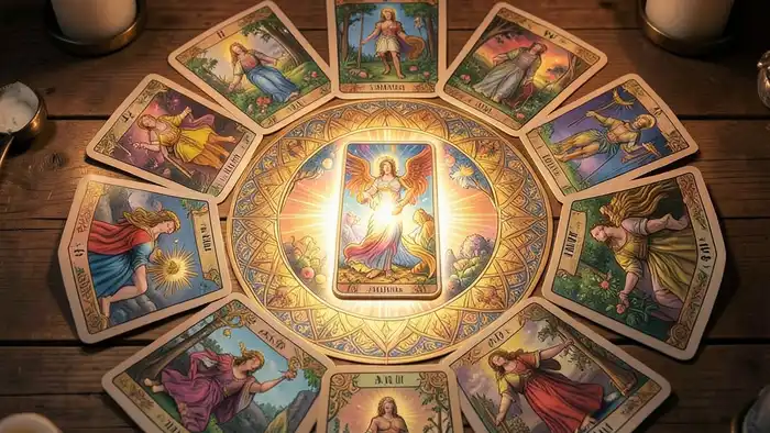 Расклад Таро мандала, центральная карта в центре круга