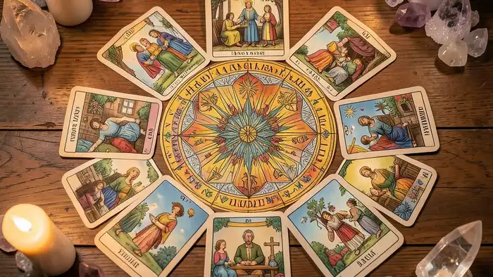 Расклад Таро мандала на семейный бизнес – визуальная иллюстрация