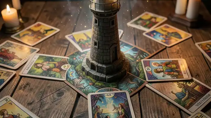 Расклад Таро «маяк» на крестную – изображение маяка из карт