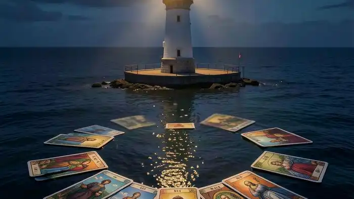 Расклад Таро «маяк» на усыновление – изображение маяка и карт Таро