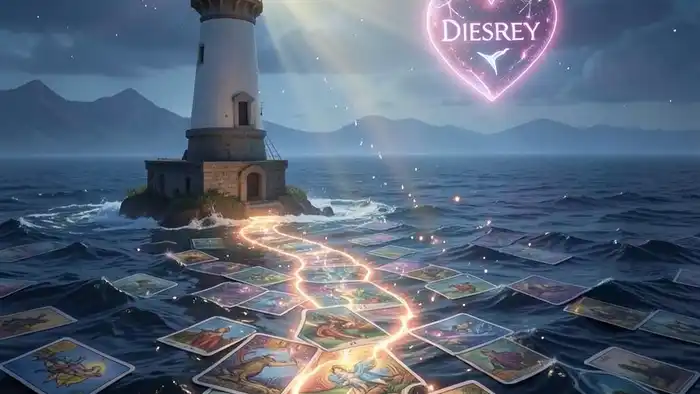 расклад Таро «маяк» на желание – иллюстрация маяка над картами