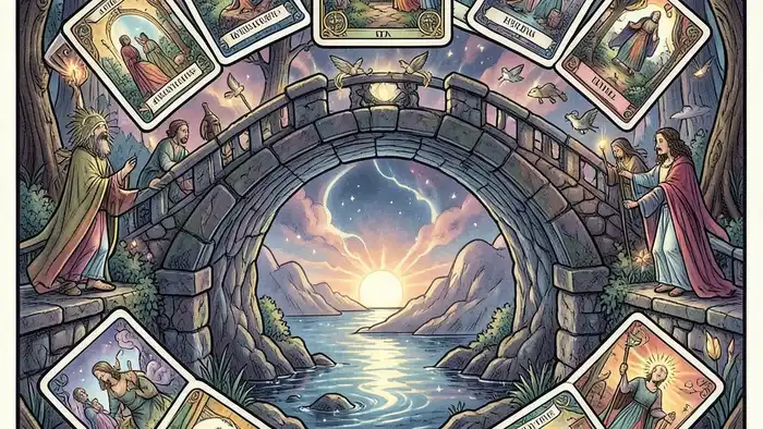 Расклад Таро «мост» на алименты деньги иллюстрация