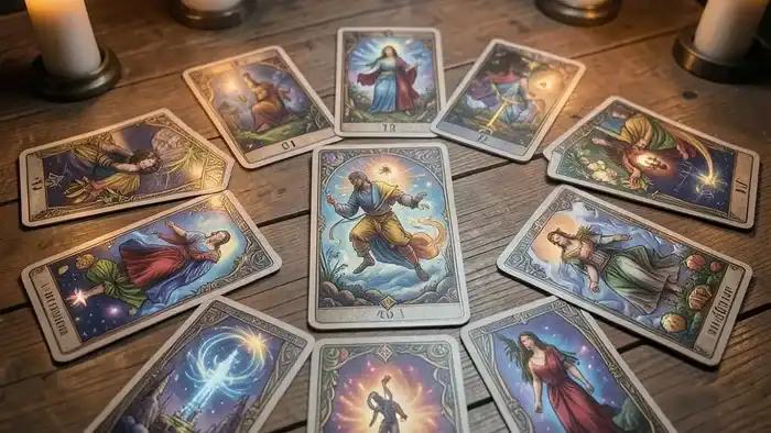 Расклад Таро «на 10 карт» на кармический урок – визуальная схема