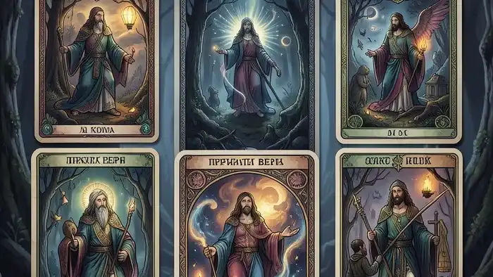 Расклад Таро на 12 карт на крупную покупку с картами, символизирующими финансовые решения и анализ