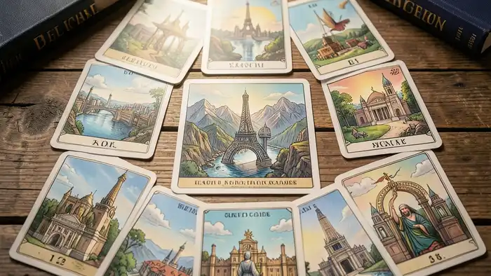 Расклад Таро «на 12 карт» на переезд за границу – визуальное оформление