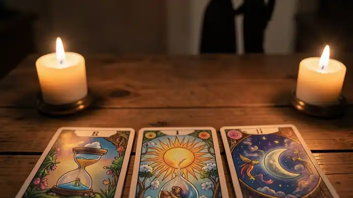 Расклад Таро на 7 карт — визуальное изображение карт, символизирующих разницу в возрасте