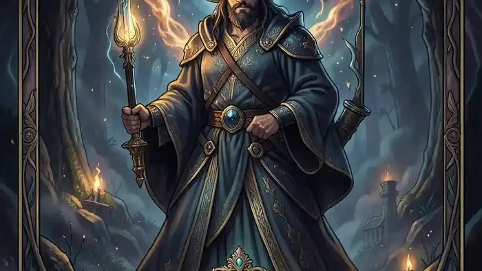 Расклад Таро "на 7 карт" на профессиональную репутацию на деревянном столе с ноутбуком