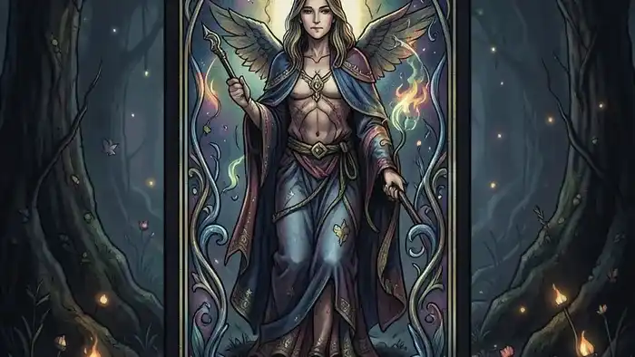 Расклад Таро на три карты на дисциплину с картами Сила, Колесо Фортуны и Император на деревянном столе