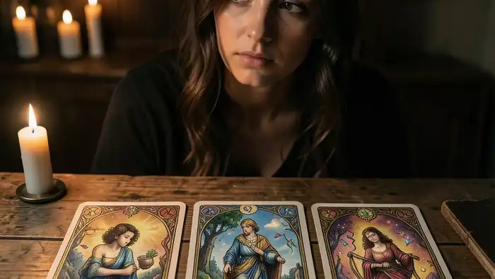 Расклад Таро «на три карты» на ревность жены – изображение расклада