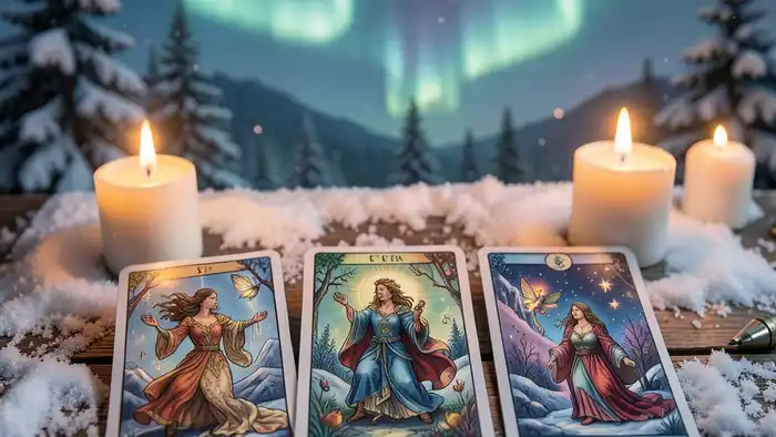 Расклад Таро «на три карты» на зиму – зимняя атмосфера и карты