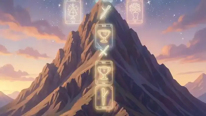 Расклад Таро на все сферы жизни на горы - схематичное изображение горы с позициями для карт
