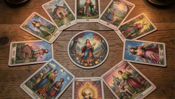 Расклад Таро на все сферы жизни на переезд – карта в центре круга