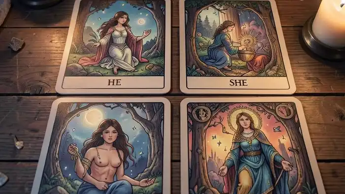 Расклад Таро «он и она» карта дня – четыре карты на столе