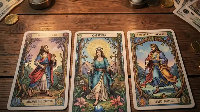 Расклад Таро он и она на материальную помощь – визуальная иллюстрация