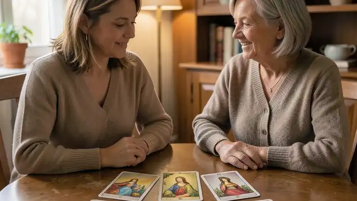 Расклад Таро «он и она» на отношения с матерью – карта Таро на столе