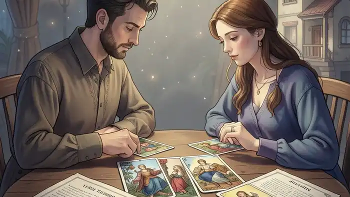 Расклад Таро он и о��а на раздел им��щества, карта, дом, юридические документы