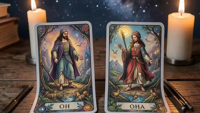 Расклад Таро «он и она» на разлуку – символический набор карт на фоне ночного неба