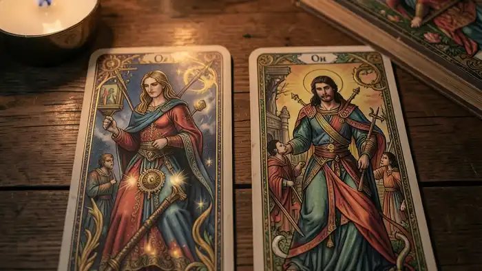 Расклад Таро он и она — карта, показывающая скучание