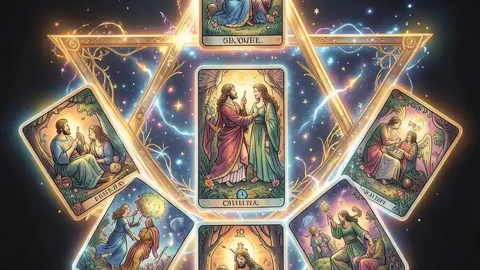 Раскла�� Таро пентаграмма на негатив в отношениях, визуальное изображение