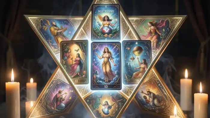Расклад Таро «пентаграмма» на самооценку – визуальное изображение