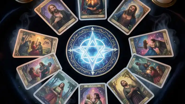 Расклад Таро «пентаграмма» на запретную любовь – изображение расклада