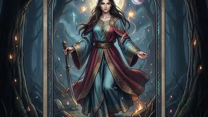 Расклад Таро Перекресток на свободу в отношениях: схема из четырех карт в форме креста на темном фоне