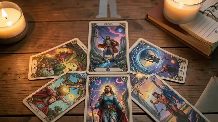 Расклад Таро «перекресток» на закрытие бизнеса, изображение карт на столе